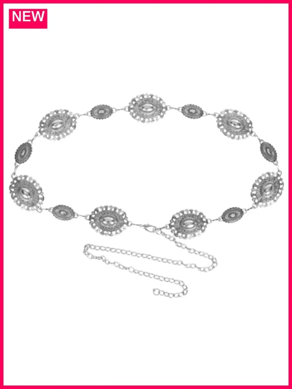 Western Boho Chain Belt Adjustable Long Metal Dress Belt